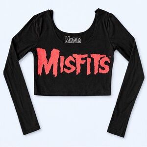 Misfits Crop Top Long Sleeve NWT Size S Punk Goth Band Graphic Tee Grunge